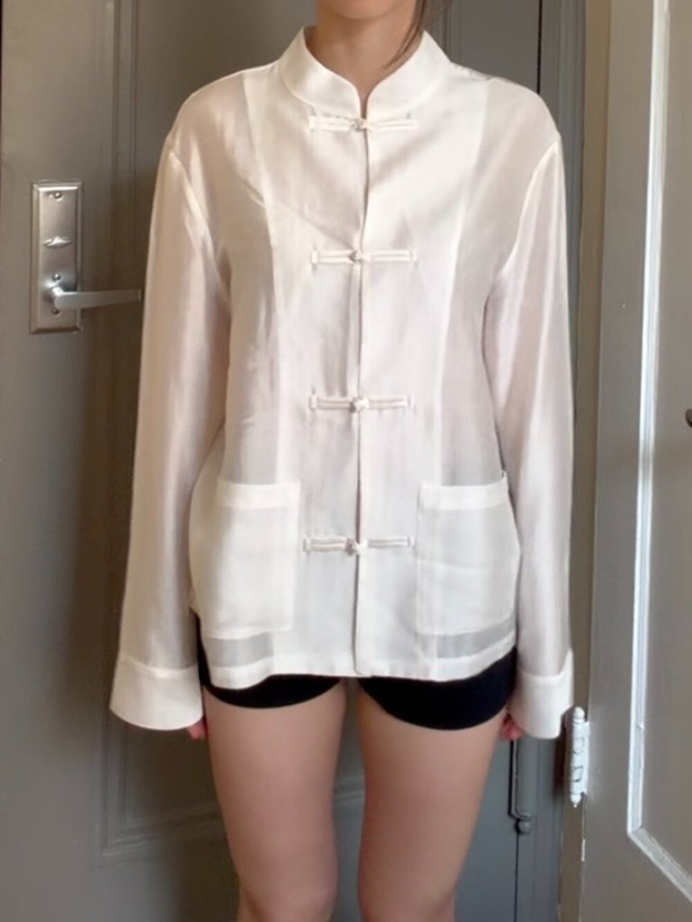 Zara Satin Effect Frog Clasp Shirt